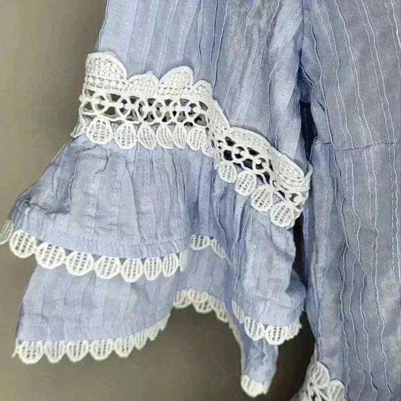 J Crew Faded Lace Trim Top NWT New Womens Size Small Light Blue and White - Picture 6 of 14